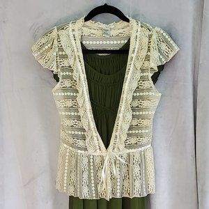 Boho Ivory Lace Peplum Vest